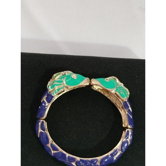80"s Kissing Fish Turquoise Blue Enamel  bracelet - Picture 5 of 5